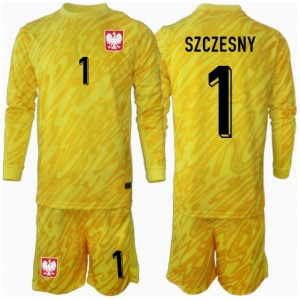 Fotbalové Dres Polsko Wojciech Szczesny #1 Brankářské Dětské Domácí Oblečení ME 2024 Dlouhý Rukáv (+ trenýrky)